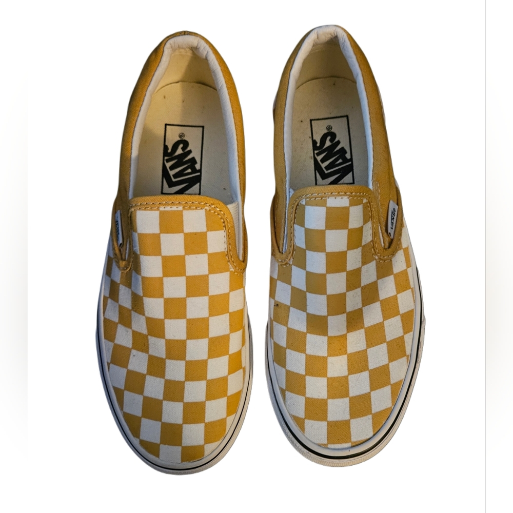 Vans Yellow and White Checkerboard Sneakers Womens Size 7. New Without Box